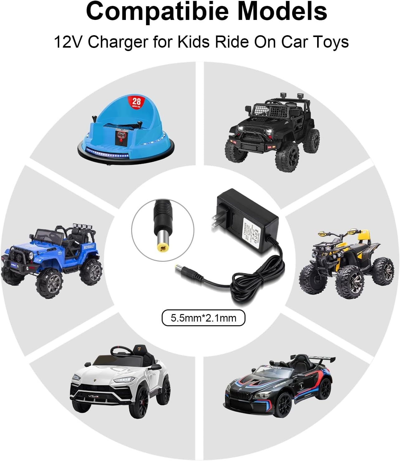 Fast Charging 12V Battery Charger for Wranglers & Ride-On Cars – Certified