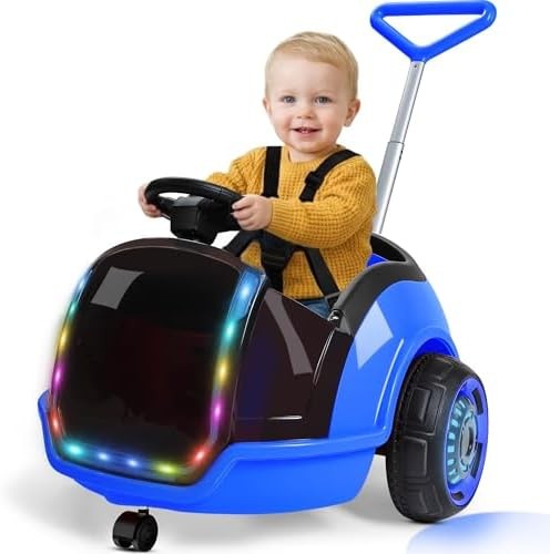 ANPABO 3-in-1 Electric Push Ride On Car, 12V Kids Ride On Toy w/Remote Contro…