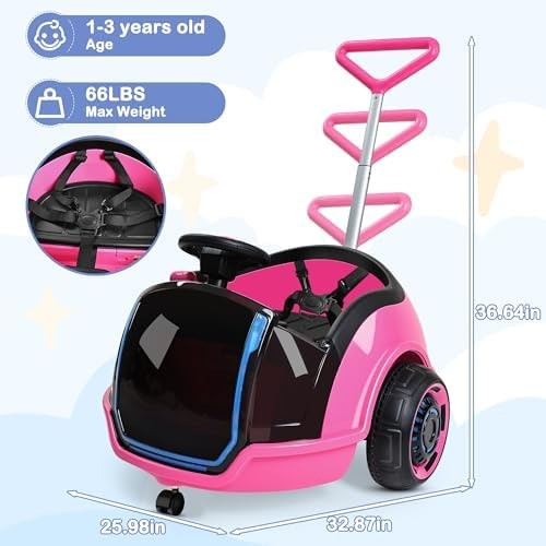 ANPABO 3-in-1 Electric Push Ride On Car, 12V Kids Ride On Toy w/Remote Contro…