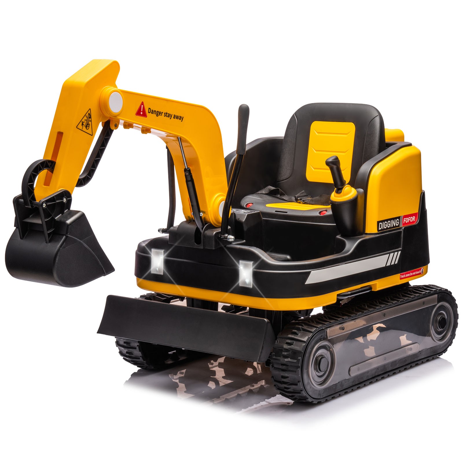 24V Yellow 2IN1 Kids Ride On Excavator Bulldozer Electric Digger 360° with RC