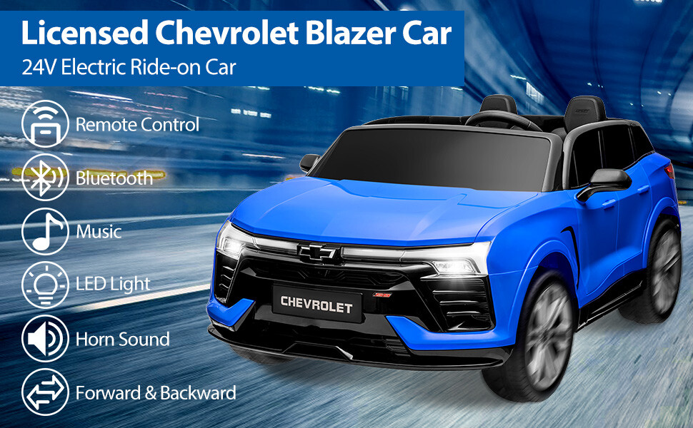 Kids Electric Ride on Car 24V Battery Powered Licensed Chevrolet Blazers Vehicle