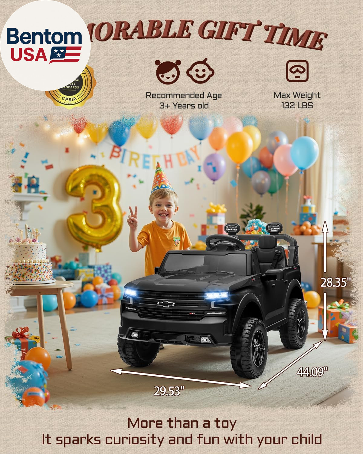 24V Chevrolet Silverado Ride On Truck 2 Seater Kids Electric Car Black
