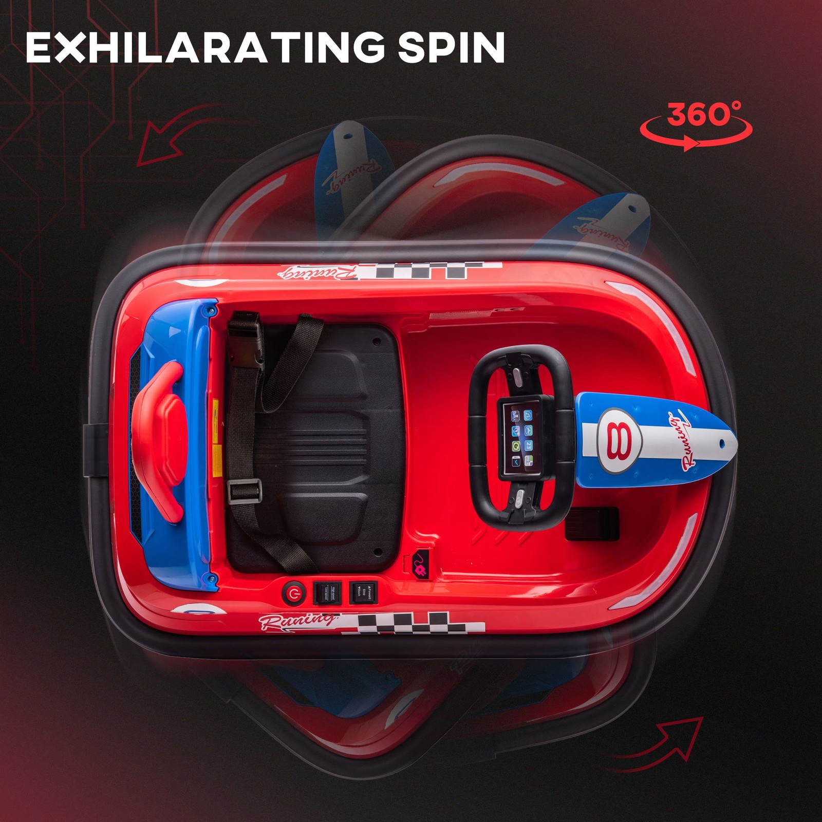 Bumper Car for Kids, 360° Rotation 6V Electric Ride on Bumper, Red