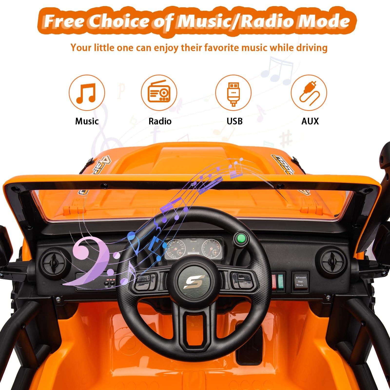 24V Ride on Car Truck for Kids Toy Car with Remote Control, Music, LED Lights
