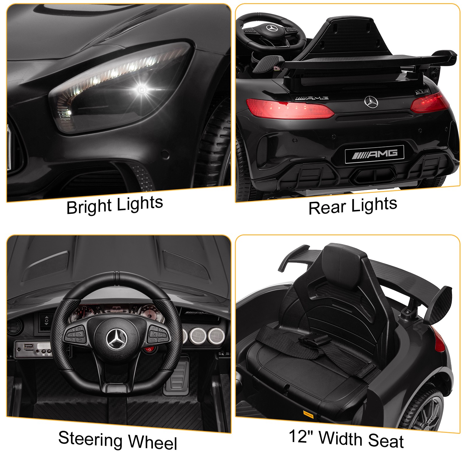12V Ride on Car, Licensed Mercedes Benz AMG GTR Battery Powered Electric Vehicle