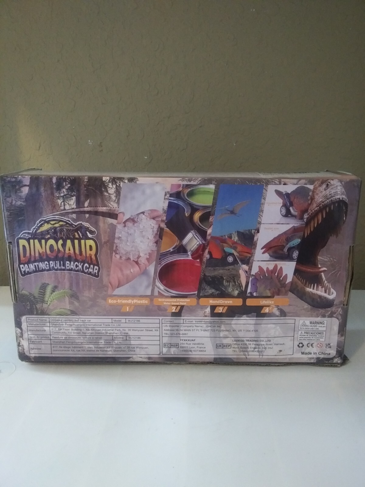 DINOSAUR PAINTING DO IT YOURSELF PULL BACK CAR KIT (6) DINOSAUR CARS TO PAINT