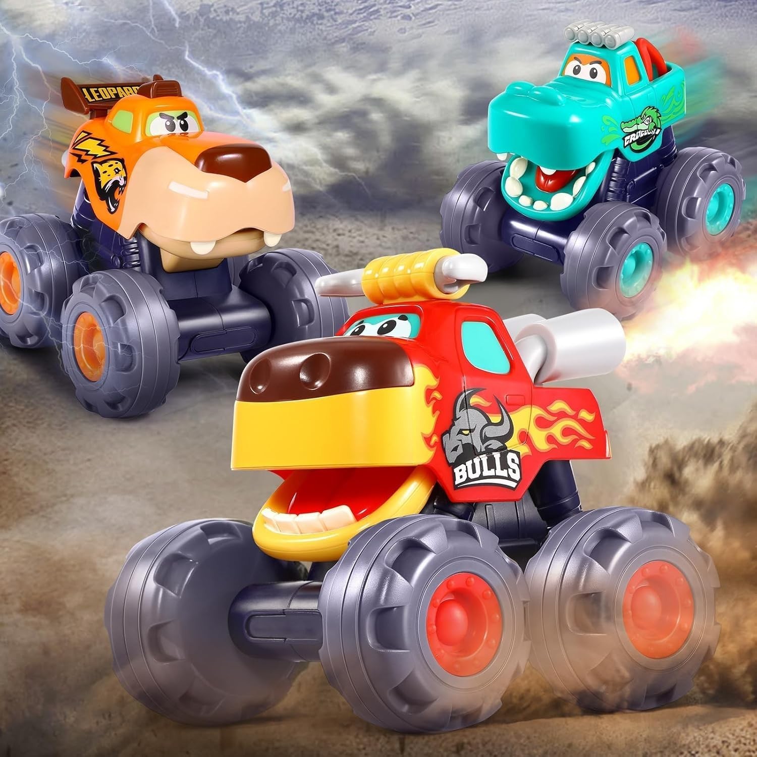 Monster Truck Toys for Toddlers 1-3 Pull Back Vehicles Kids Gift Set