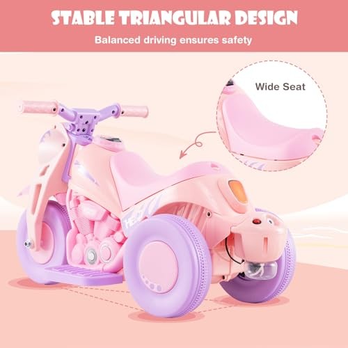 Kids Motorcycle, 6V Electric Ride On Car with Automatic Bubble Violet
