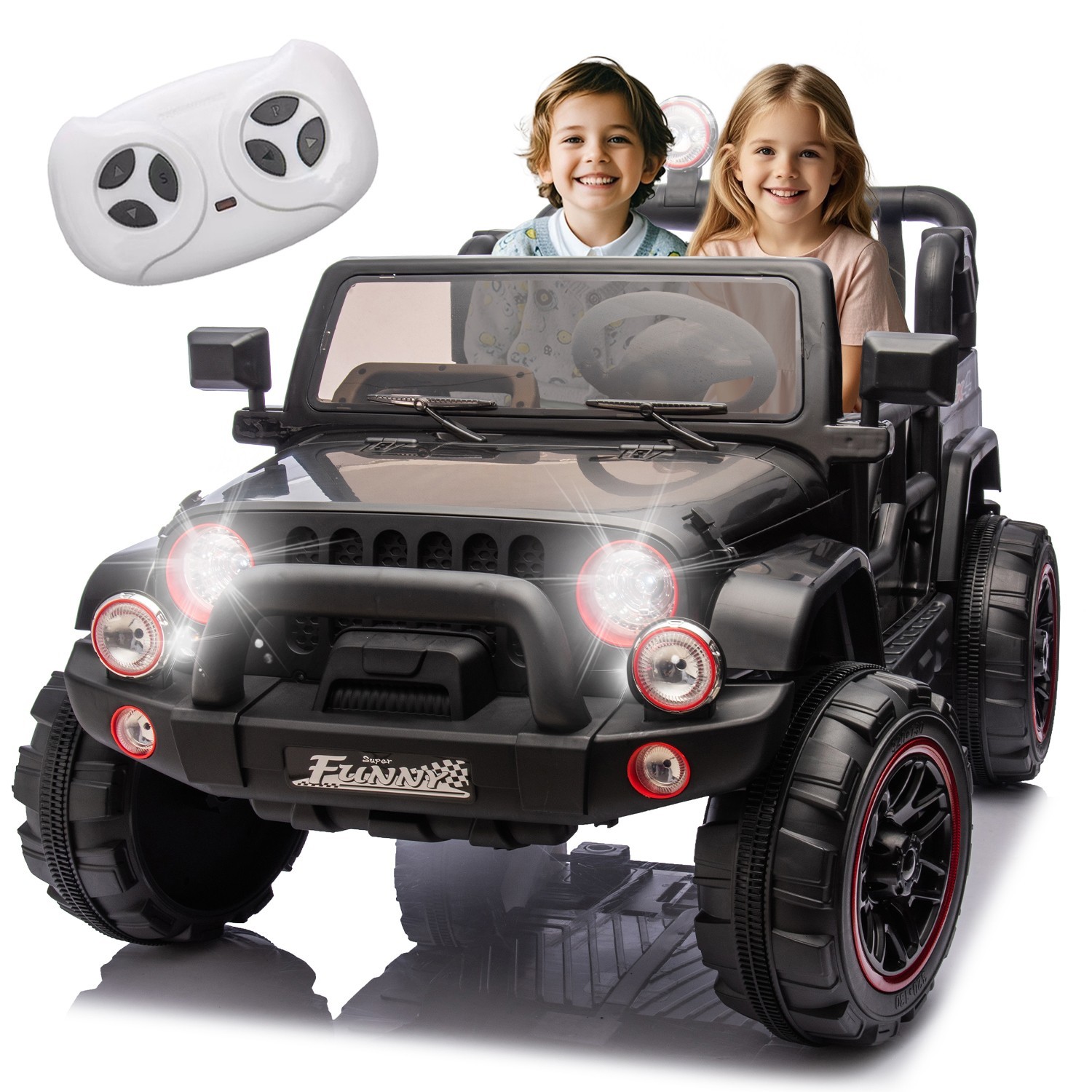 24V Kids Ride On Car 2 Seater Electric Truck Toys w/Remote, LED, 24V 7AH Battery