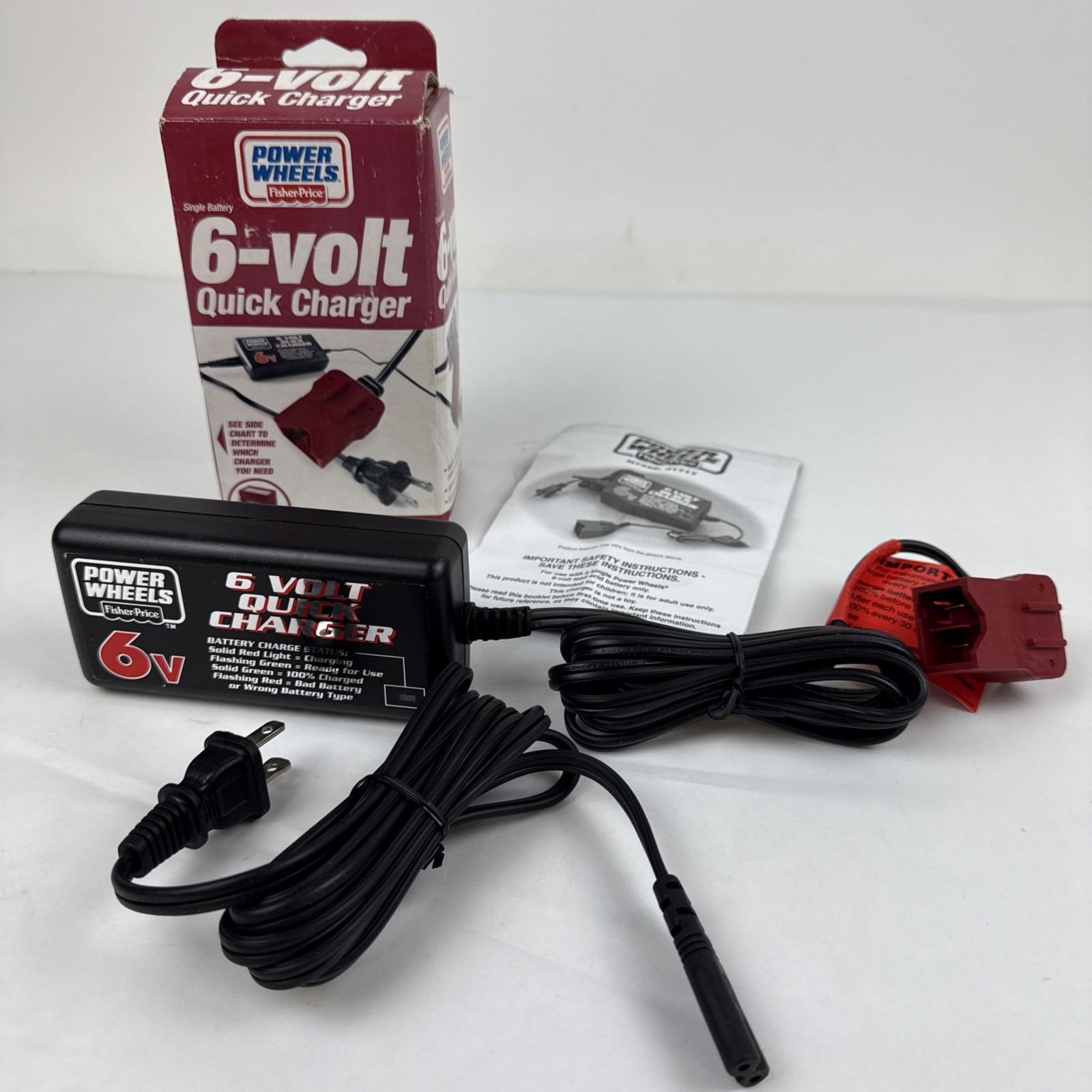 POWER WHEELS FISHER PRICE 6 VOLT QUICK BATTERY 6V 2.5A FAST CHARGER 00801-1484
