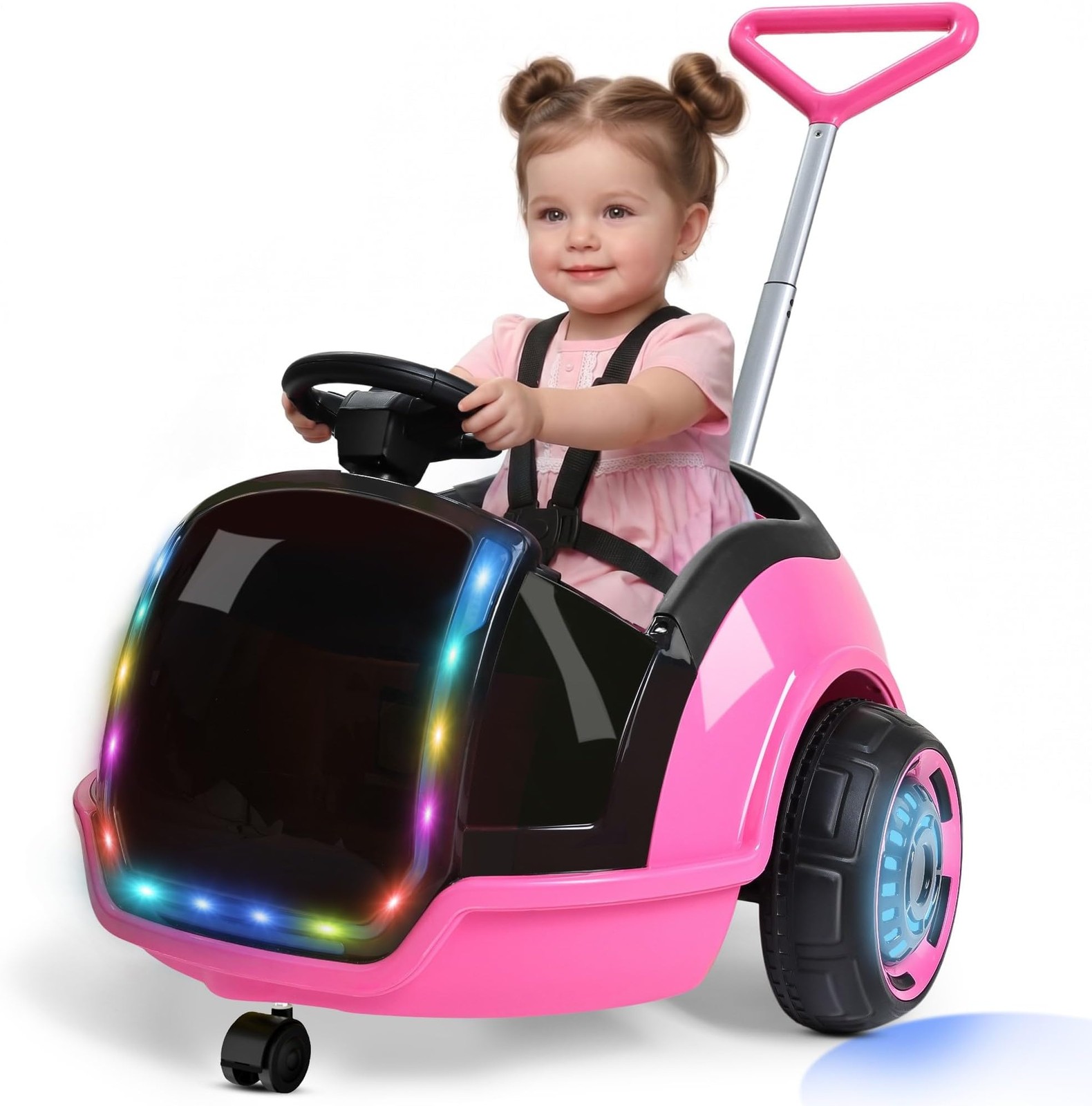 ANPABO 3-in-1 Electric Push Ride On Car, 12V Kids Ride On Toy w/Remote Contro…