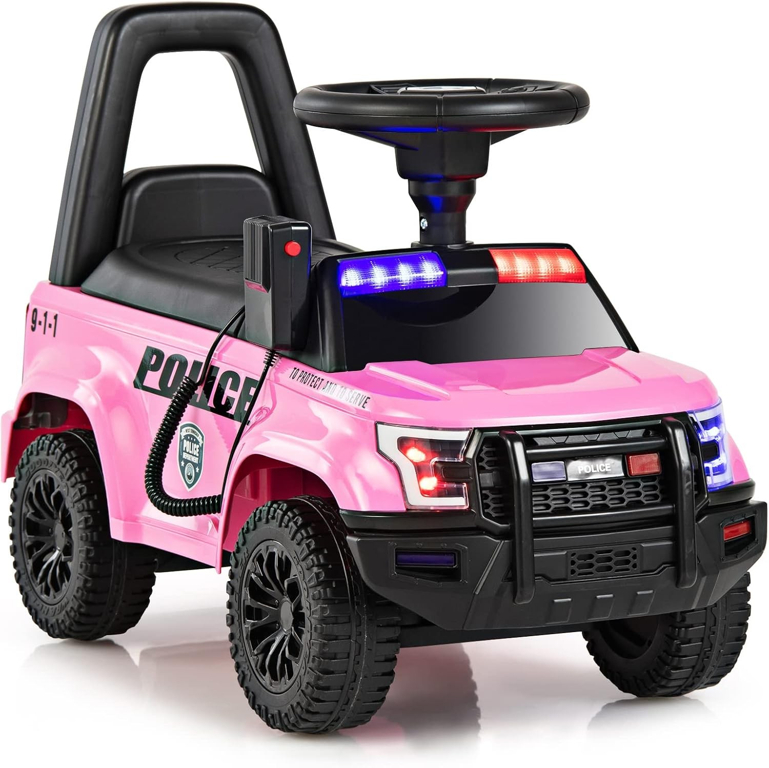 Ride On Push Police Car Toddler Foot-to-Floor Sliding Toy W/ Siren Steering