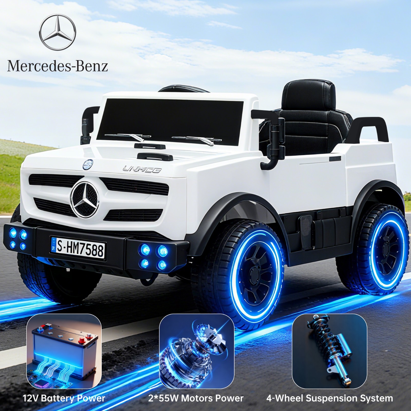 Mercedes Licensed 12V Ride on Toy Electric Car Age for 1-4 w/ Parent Remote MP3