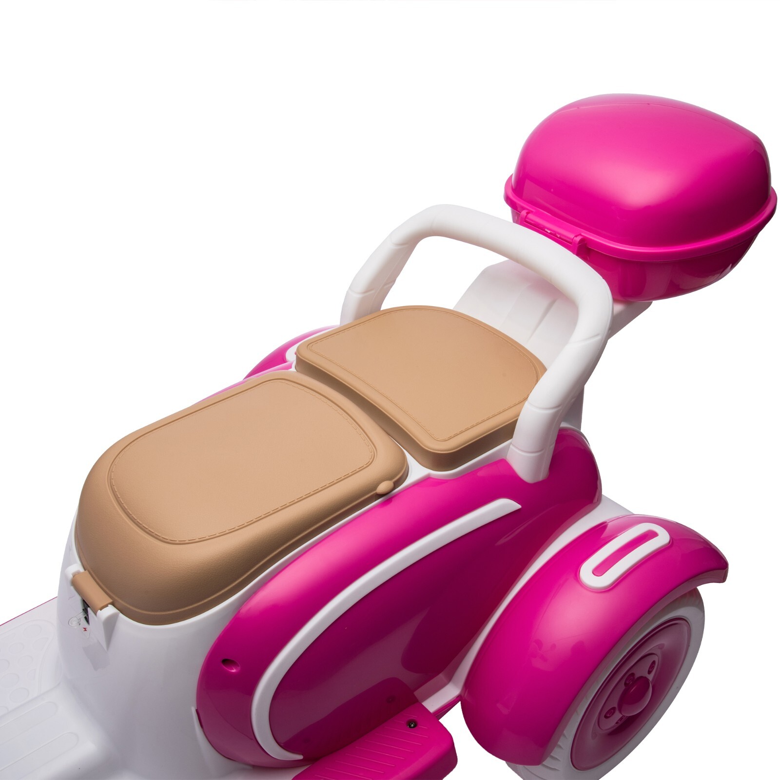 Kids 2-Seater Ride-On Motorcycle 12V with 2 Motors – 3-Wheel, USB, for 3-6, Rose