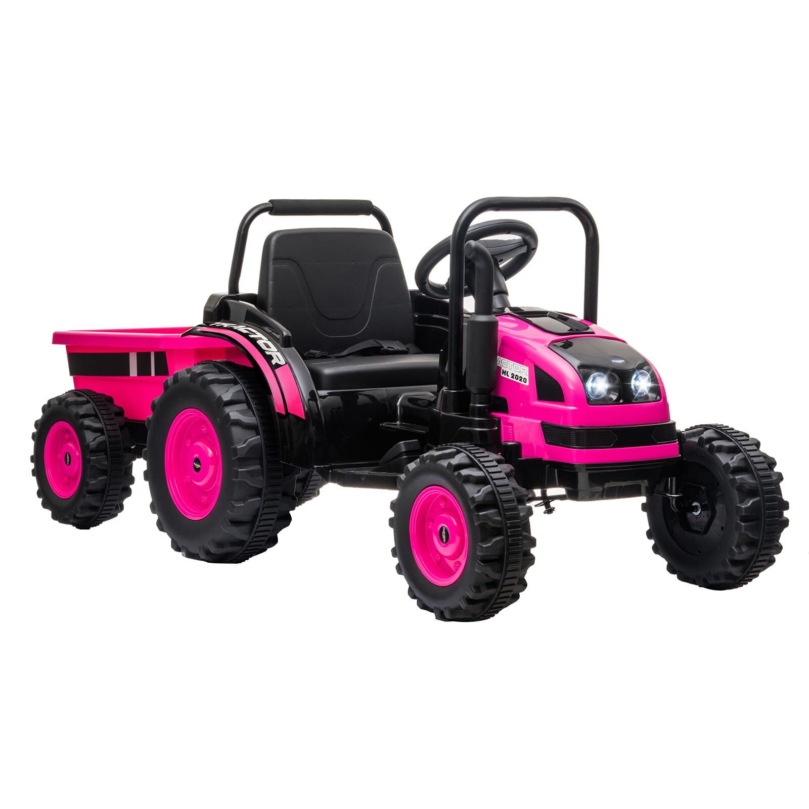 12V Upgraded Ride on Tractor with Trailer Electric Fun Toys Remote Control Kids