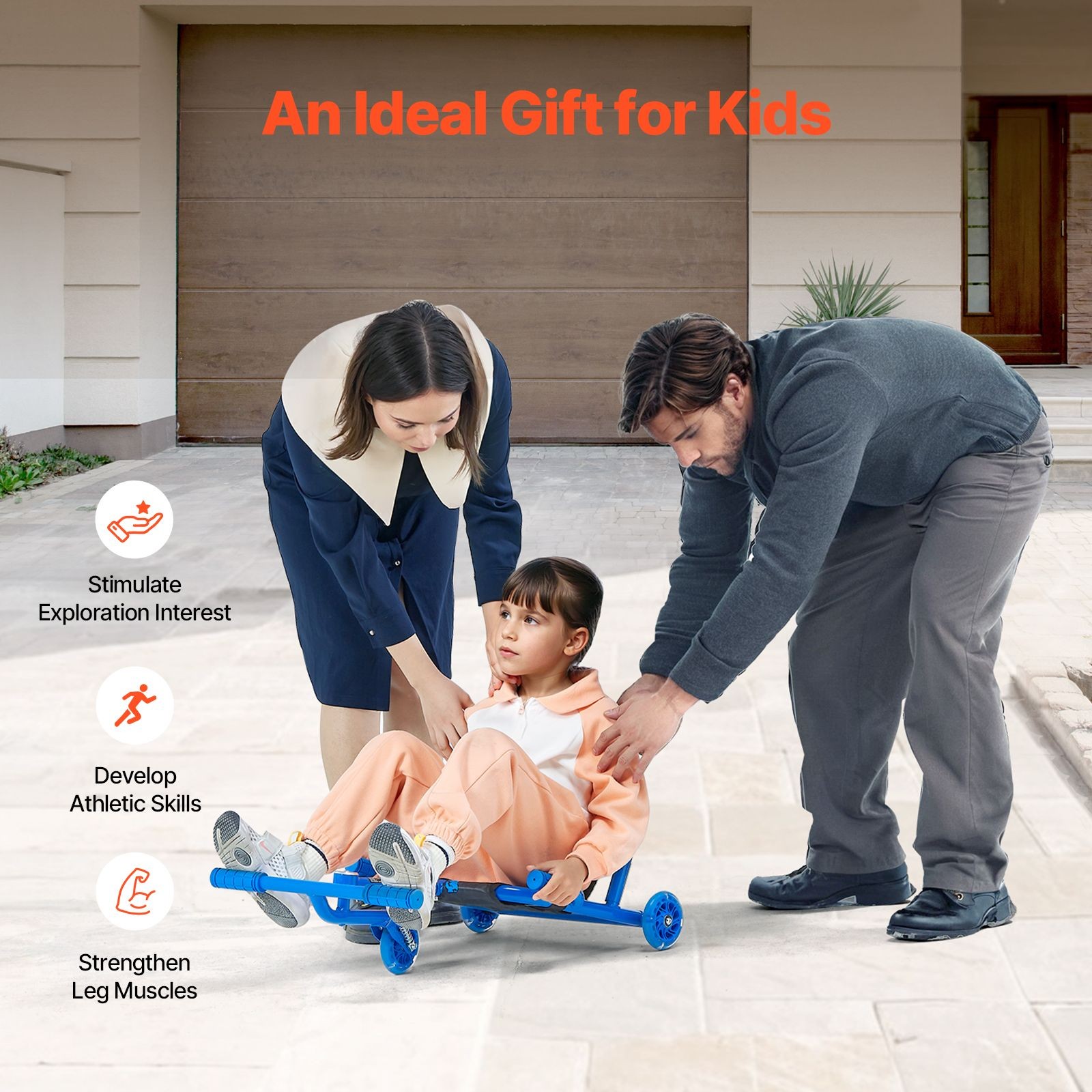 Swing Side – to – Side Ride on Scooter, 132 lbs Capacity, Drifting Toy for Ages