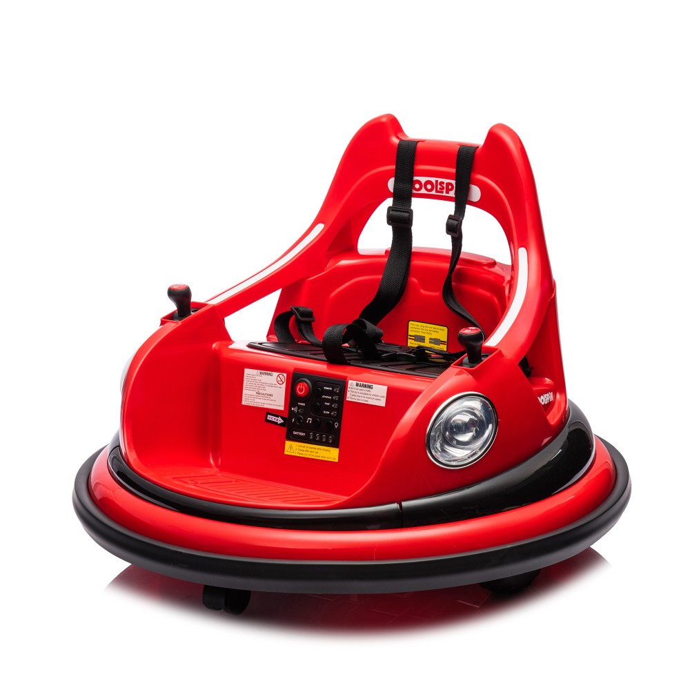 12V Ride On Bumper Car Electric Car 2-5 Years LED Bluetooth 360 Degree Spin Belt
