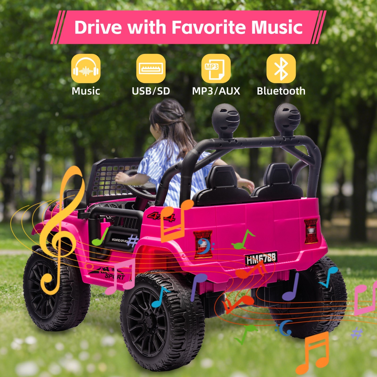 2 Seater Kids Electric Car 24V Ride on Toy Battery Power Wheel Truck with Remote