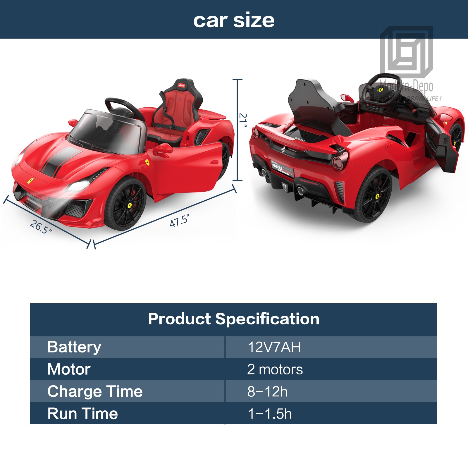 Licensed Ferrari 488 Pista Spider Ride On Car With Speaker, Leather Seat, Brake