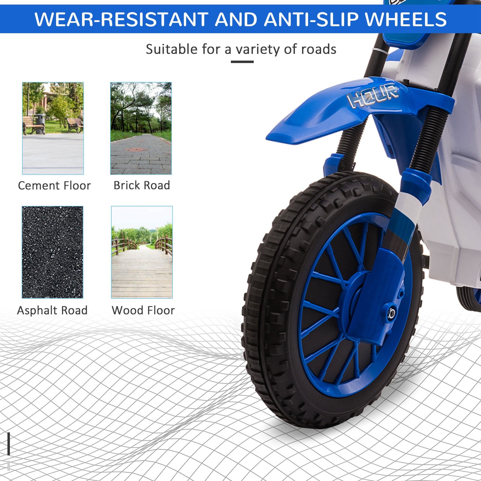 12V Ride On Dirt Bike Electric Off Road Motorcycle Toy with Training Wheels