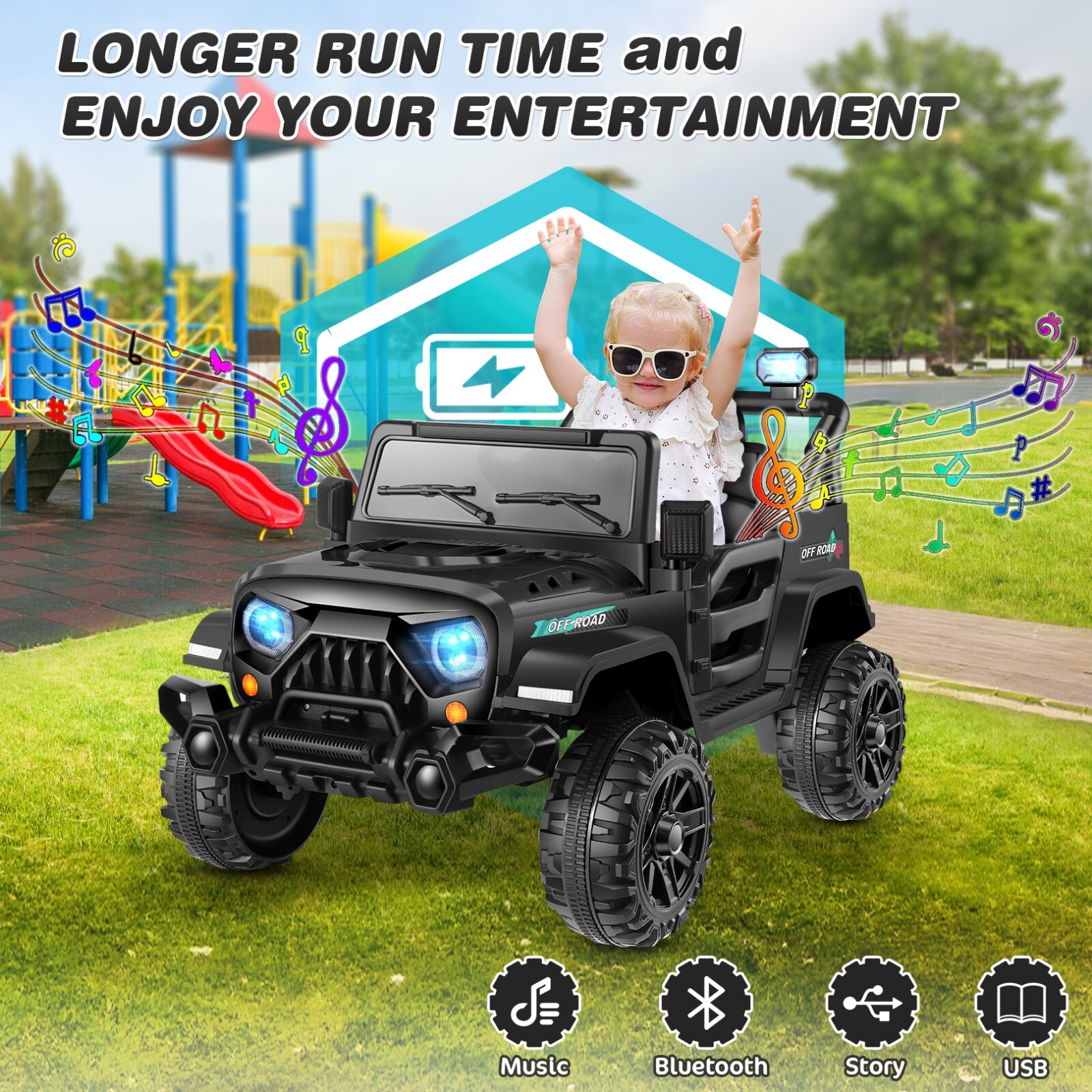Kids Electric Ride On Truck 12V Power Battery Car w/ Remote Control MP3 Player
