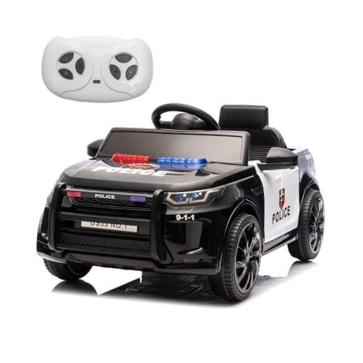 12V 4.5Ah Kids Electric Police Car Ride on with Remote Control, LED Black