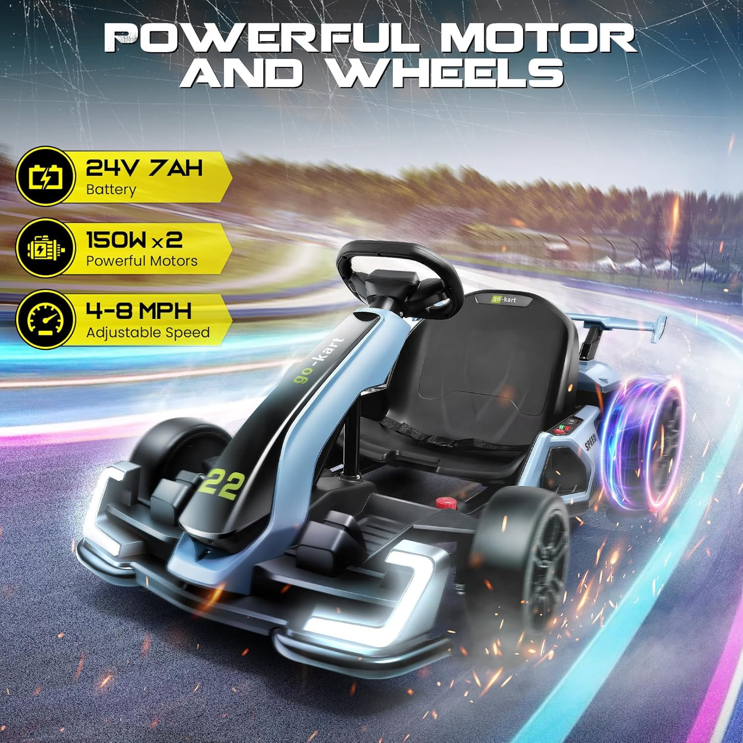 24V 8.5 MPH Electric Go Kart for Kids 300W Powerful Drift Kart W/Front EVA Wheel
