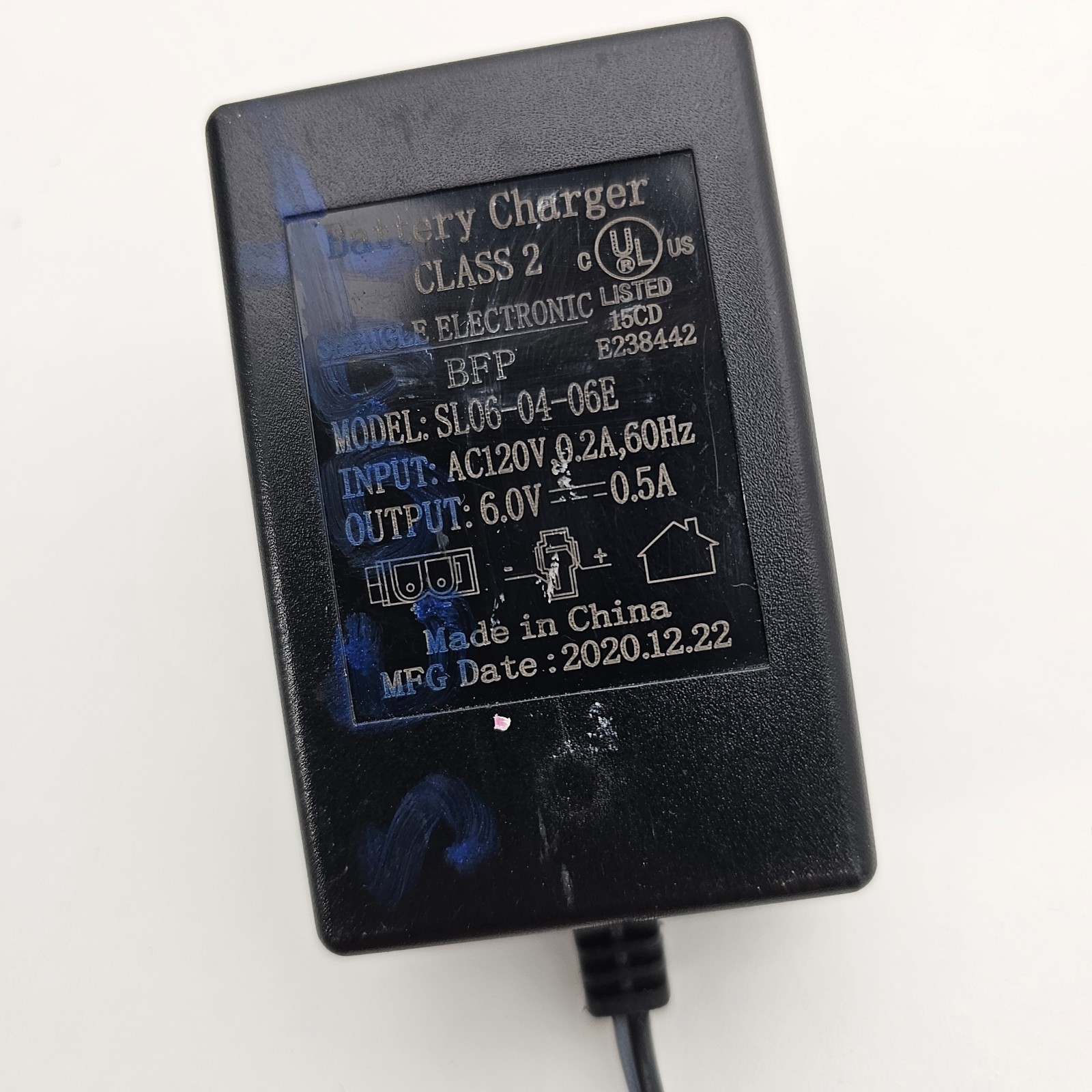Shengle Electronic Class 2 Battery Charger Model SL06-04-06E 6V 0.5A