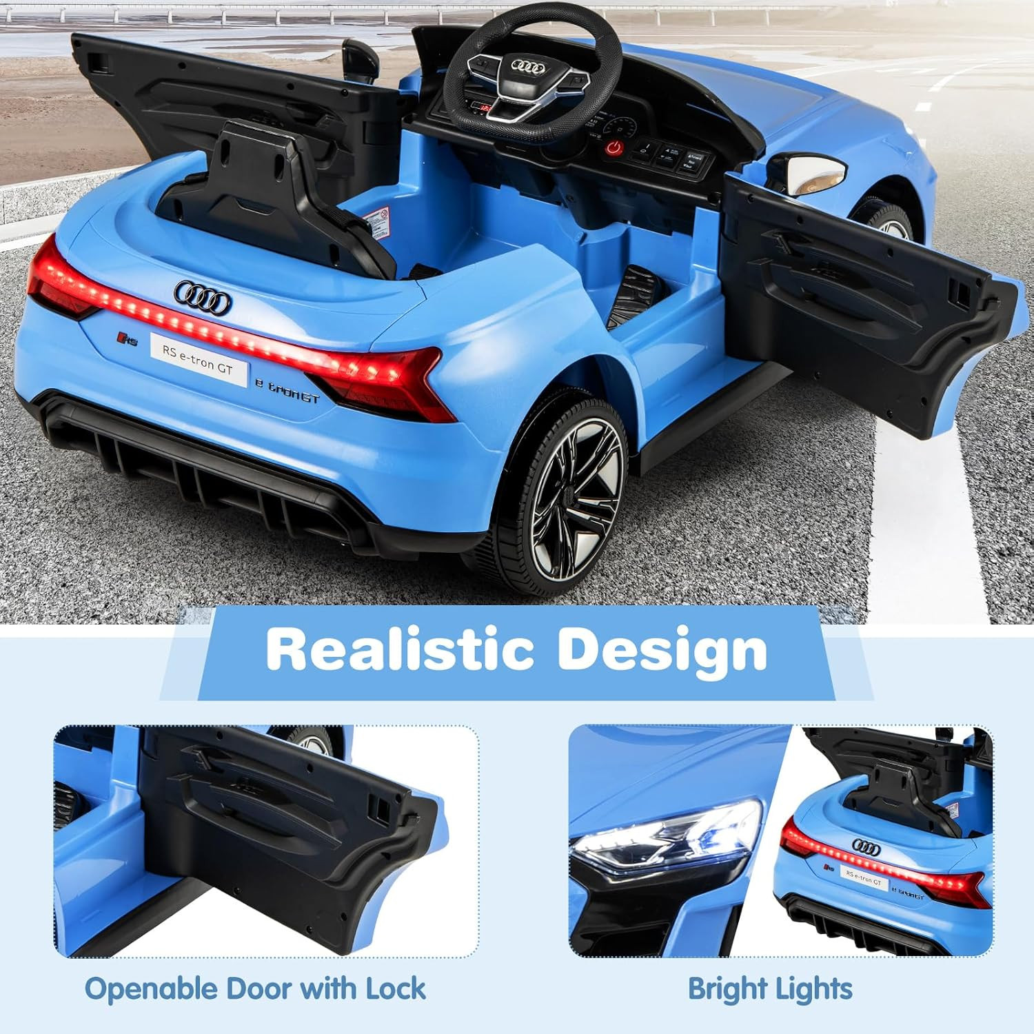 12V Kids Ride on Car, Licensed Audi RS E-Tron GT Electric Vehicle with Remote Co