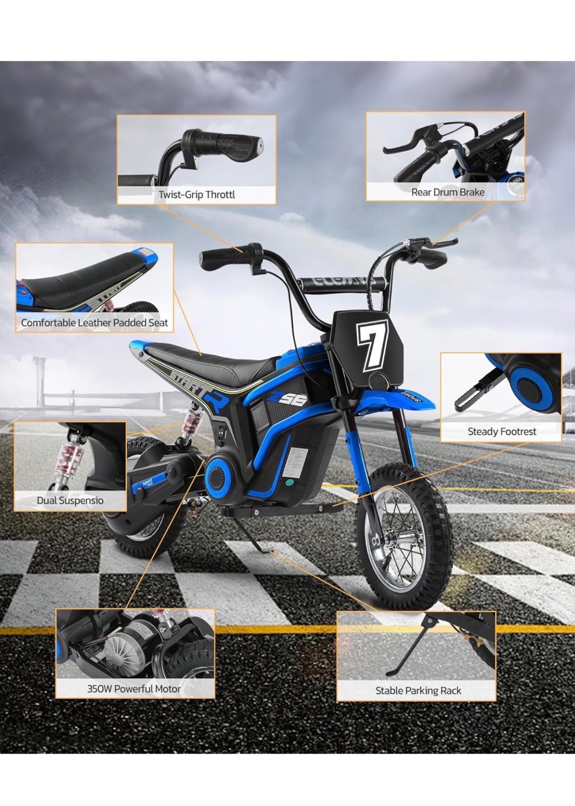 24V Kids Electric Motorcycle Aprilia Licensed&Dirt Bike Speed 6-12mph for Age 3+