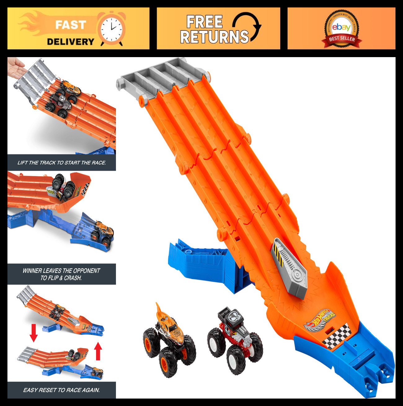 Monster Truck Ride-On Toy Playset with 2 Mini Cars – Survival Race for Ages 4+