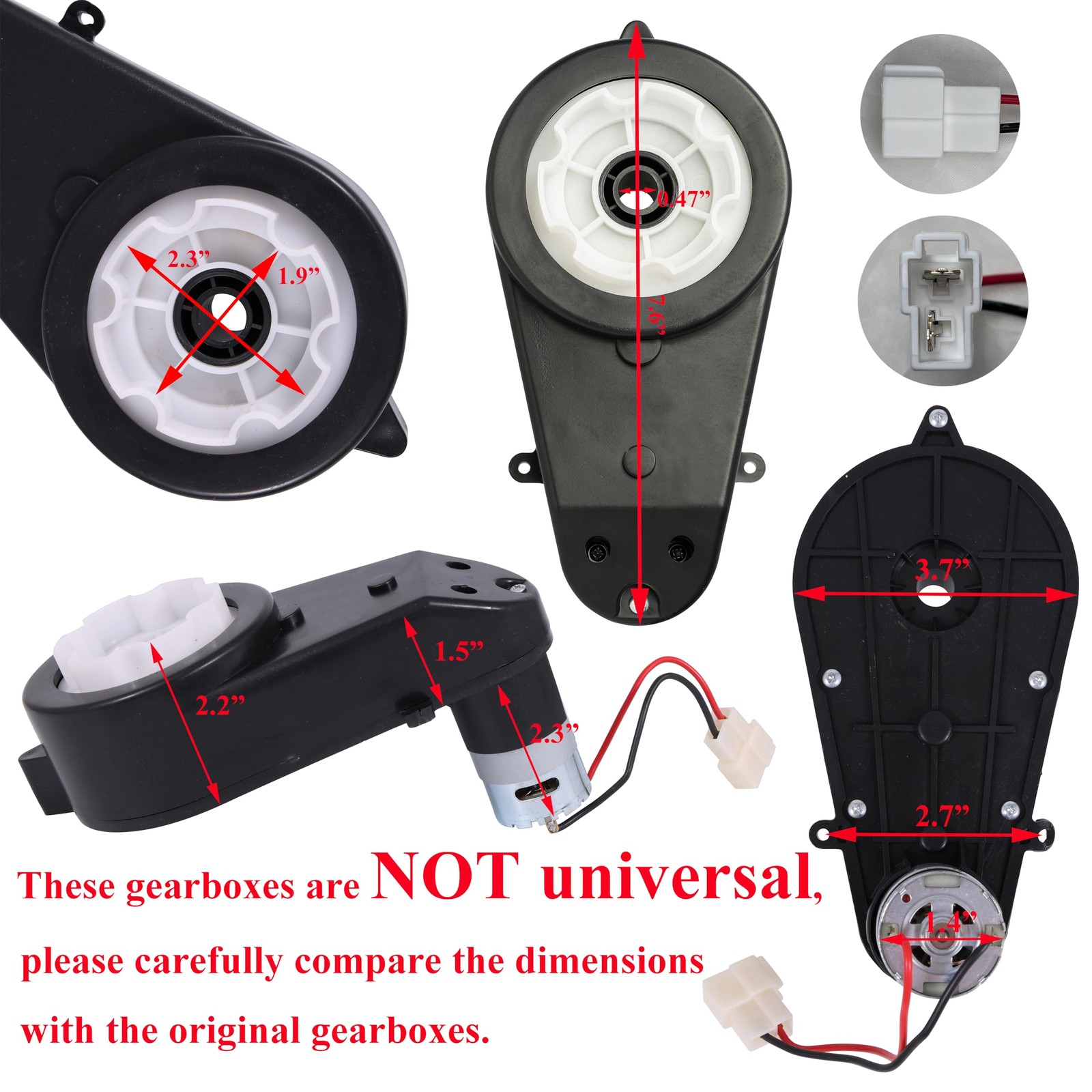 2 Pcs Kids Ride on Car Gearbox 550 12V Motor 30000RPM, Motorcycles High Speed…