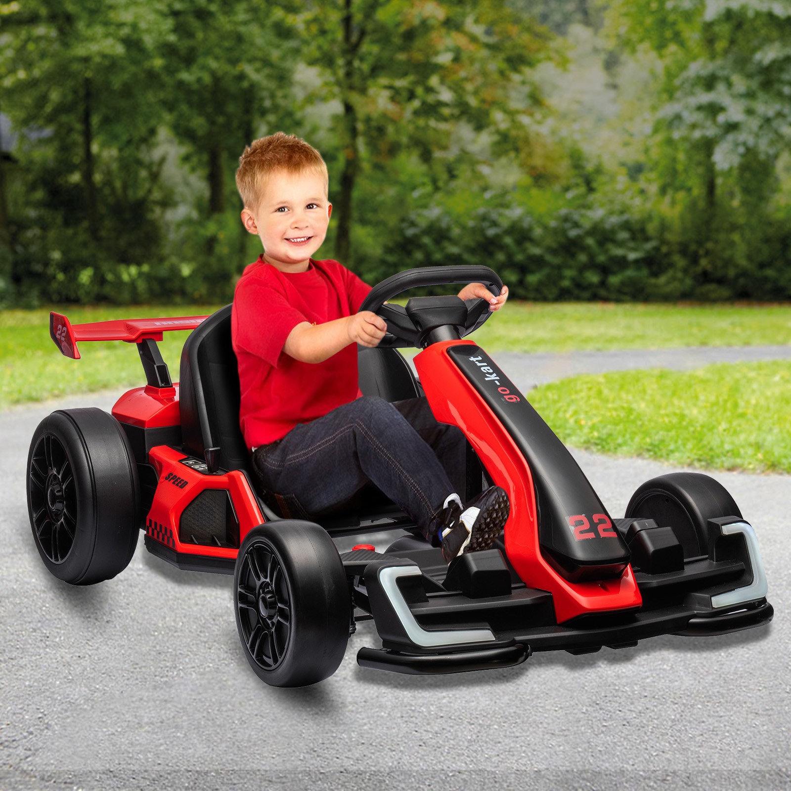 24V Electric Go Kart, Powerful Drift Kart with 2×150W Motors for kids Ages 6-12