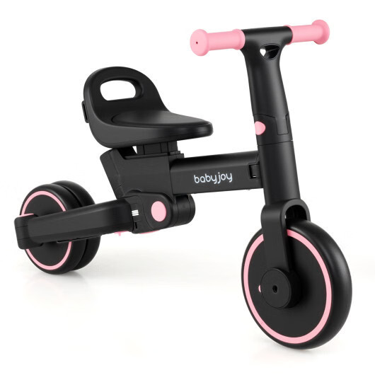 4-in-1 Foldable Toddler Tricycle with Push Handle with Adjustable Seat-Pink – Co