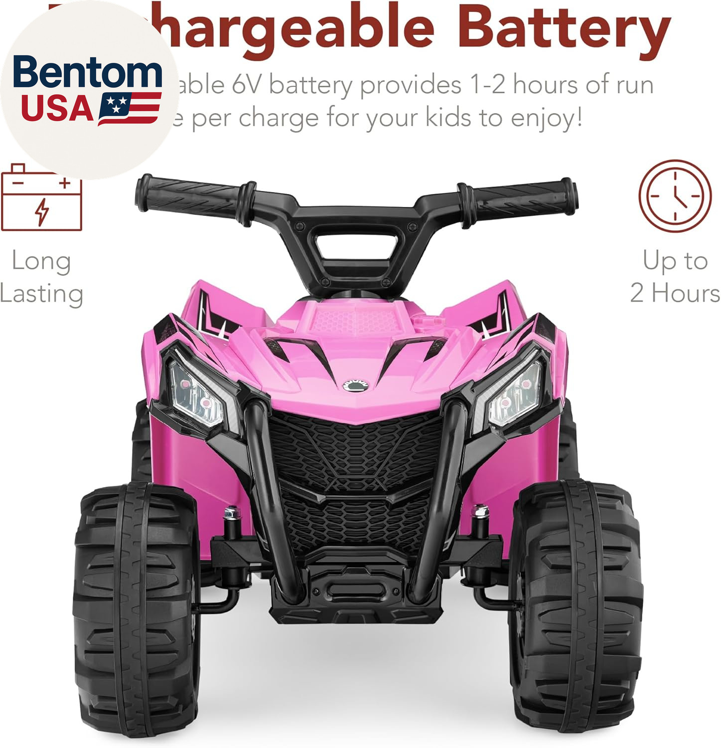 6V Kids Ride on Toy, 4-Wheeler Quad ATV Play Car W/ 1.8MPH Max Speed, Treaded Ti