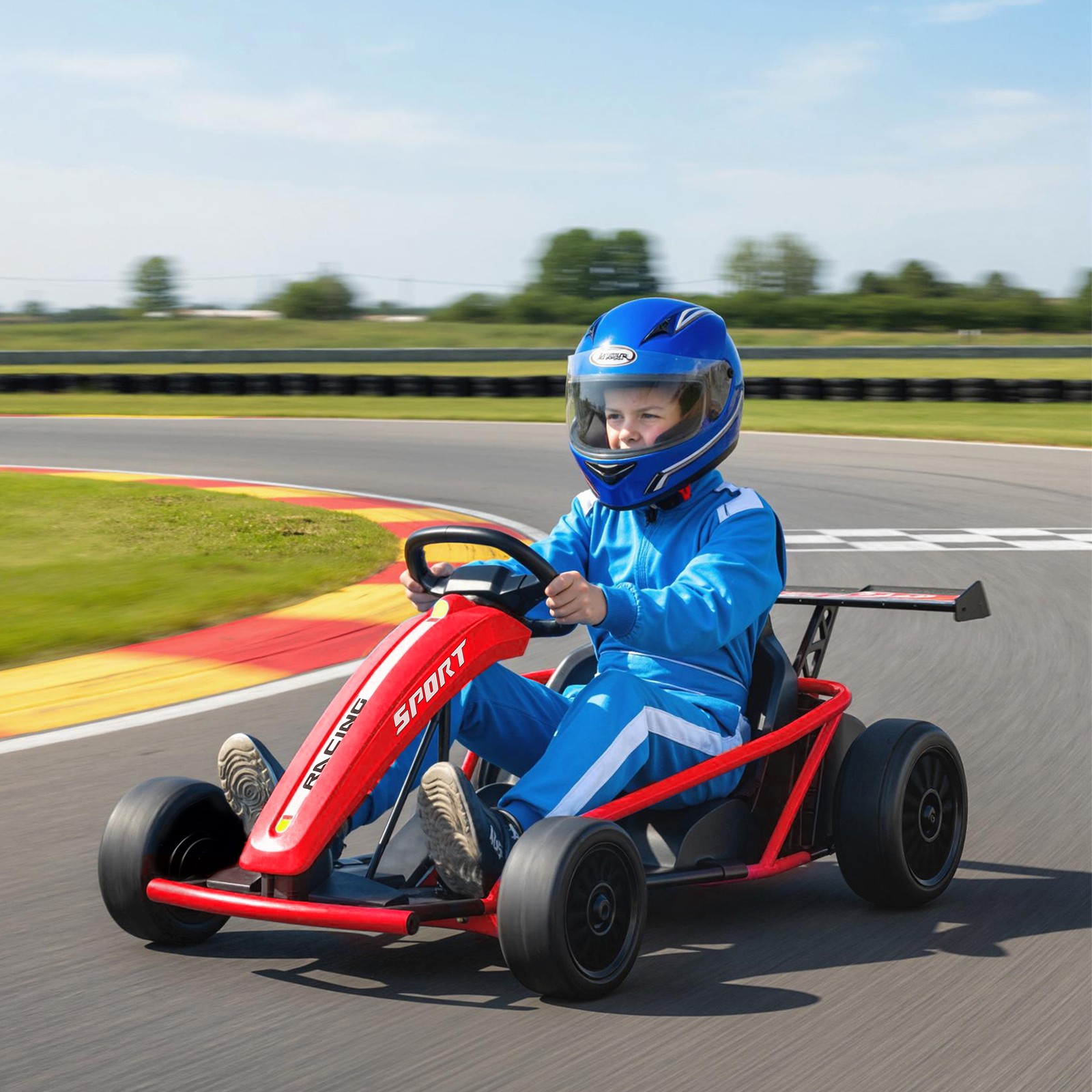 24V 8.1 MPH Electric Drift Kart for Kids with Dual Motors, Red
