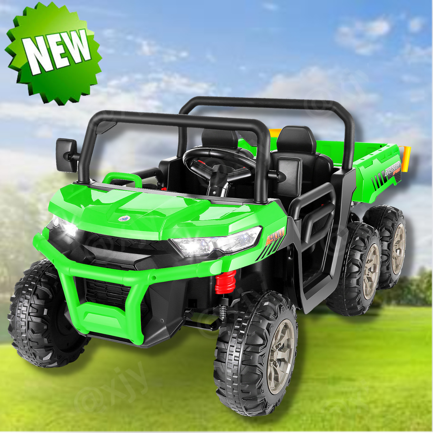 24V 4WD Kids Ride on Dump Truck with Remote Control, 2 Seater Electric Car Toy@