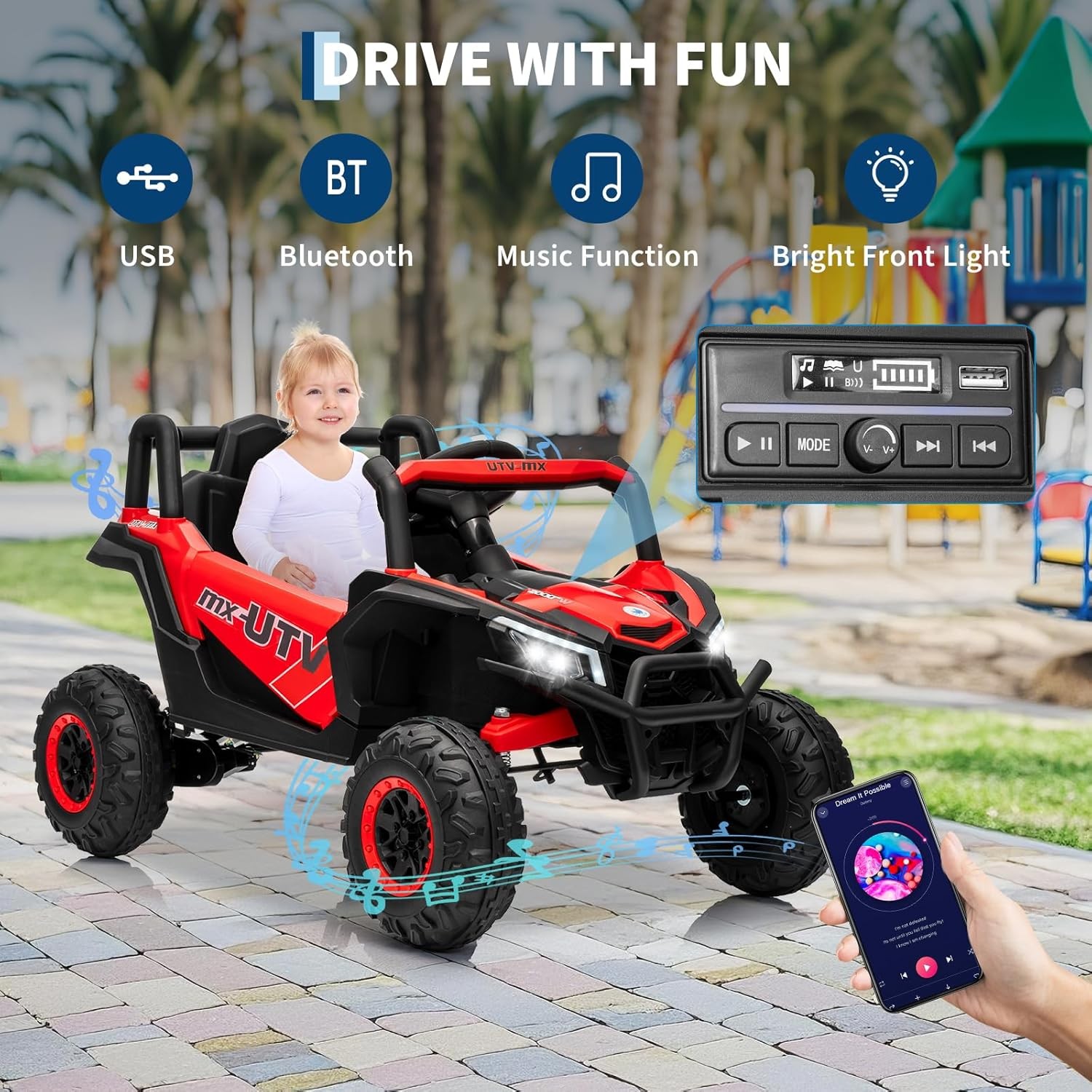 12V Kids Ride On Car UTV Truck Remote Control 4WD/2WD Electric Vehicle w/ Music