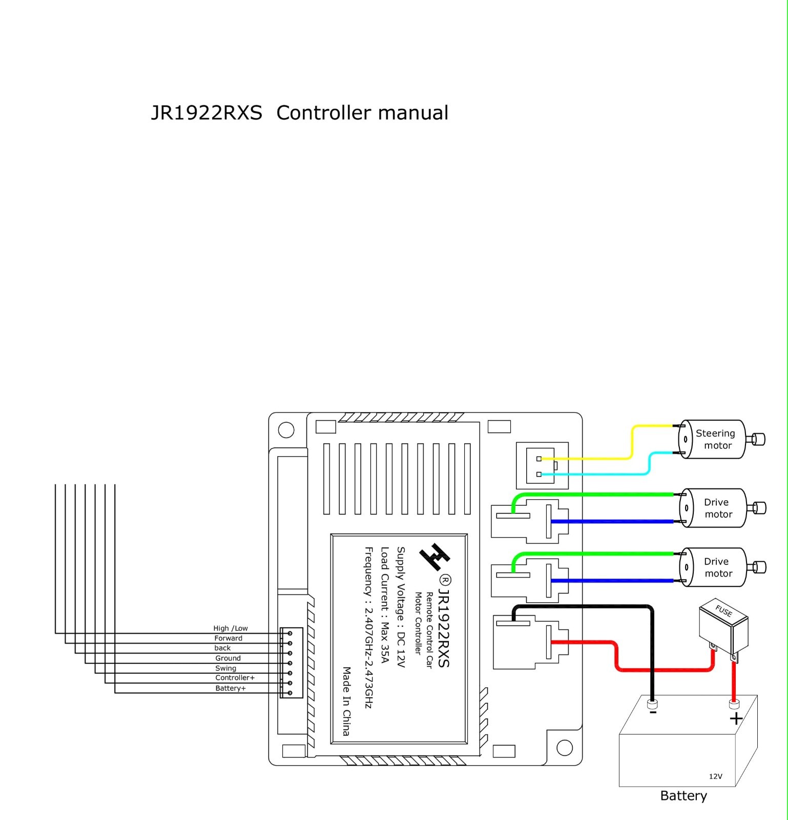 12V Electric Vehicle Controller for Ride-On Cars, RC Motor Replacement Parts, To