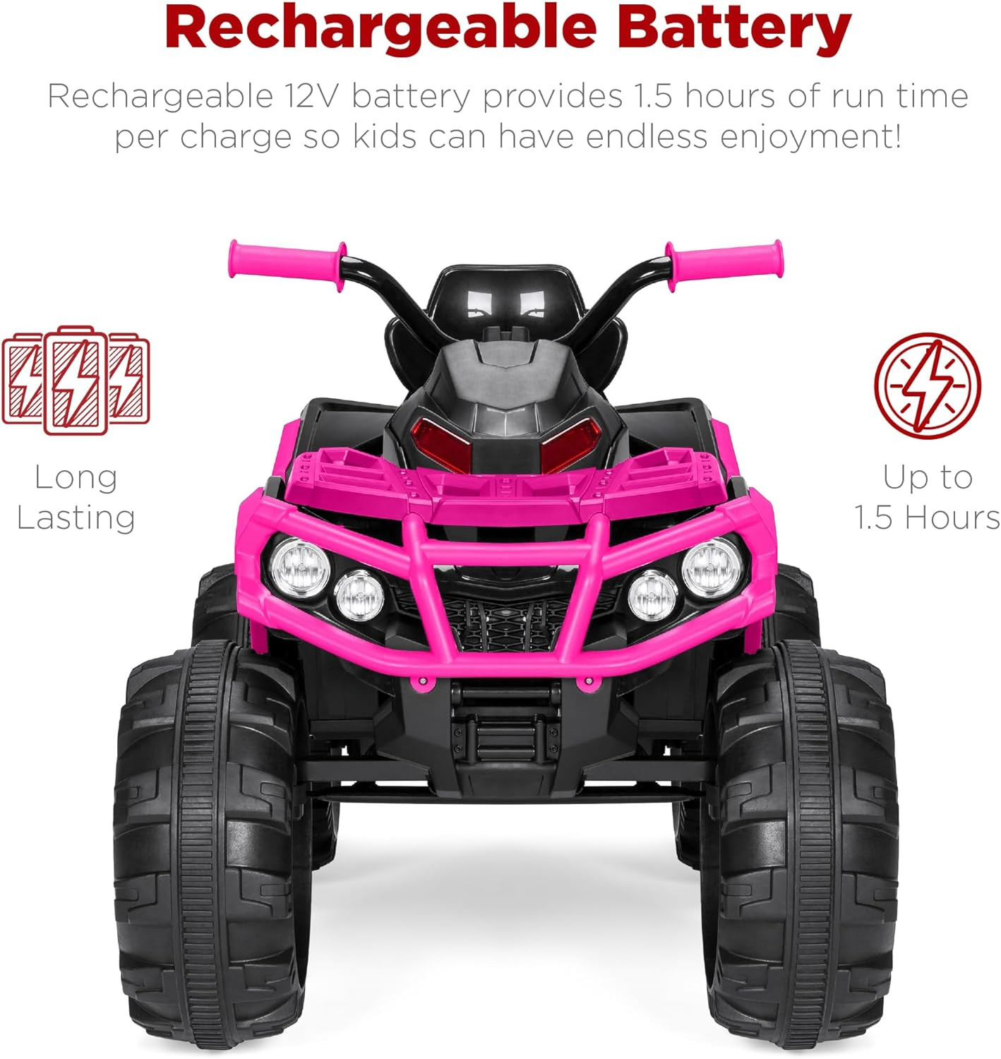 12V Kids Ride-On Electric ATV, 4-Wheeler Quad Car Toy W/Bluetooth Audio, 3.7Mph