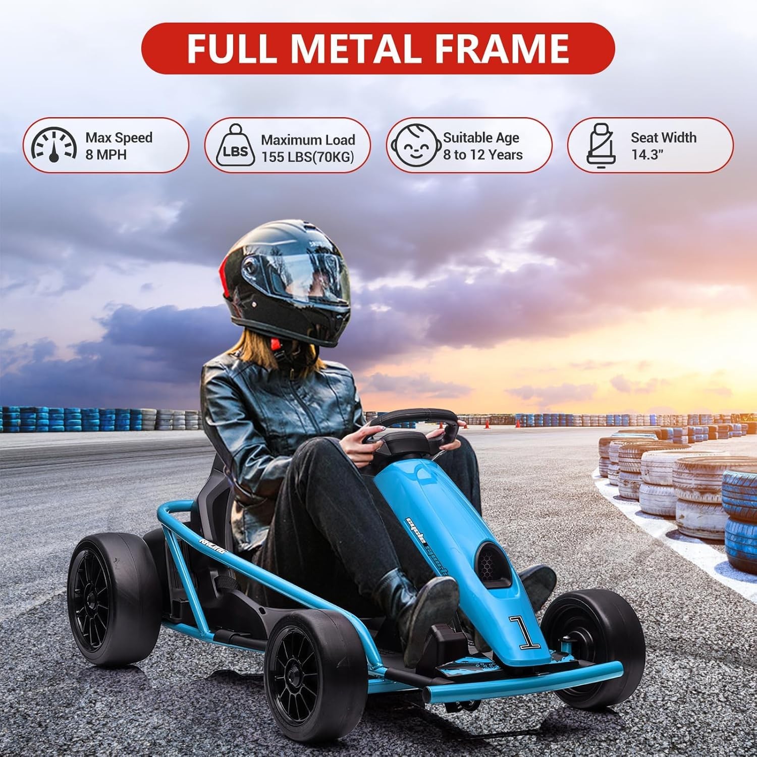 🔥🔥24V Go Kart 300W*2 Extra Powerful Motors 9Ah Large Battery for Kids 8-12 Yea