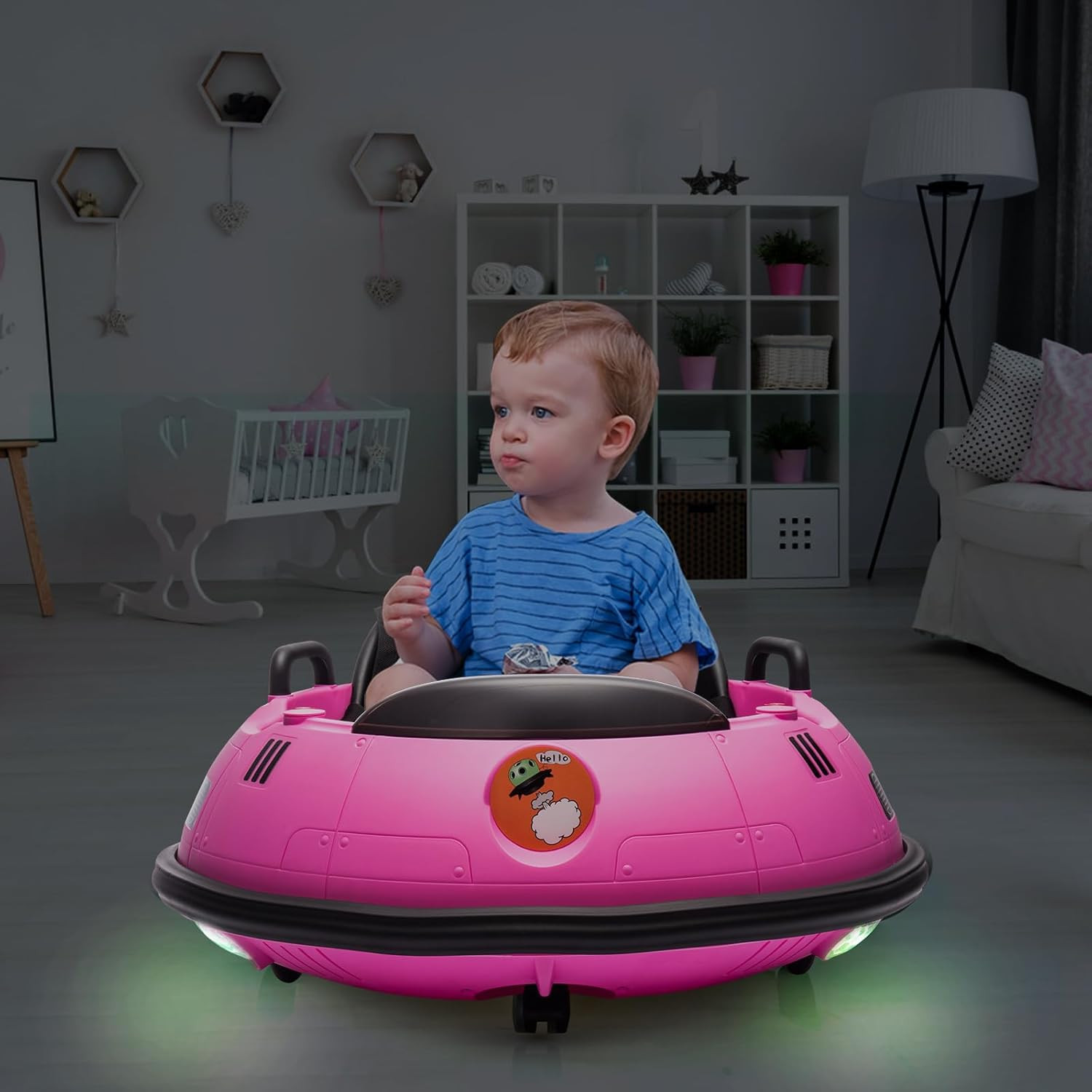 Ride on Bumper Car, 12V Electric Toddlers Car with Remote Control, Safety Belt,