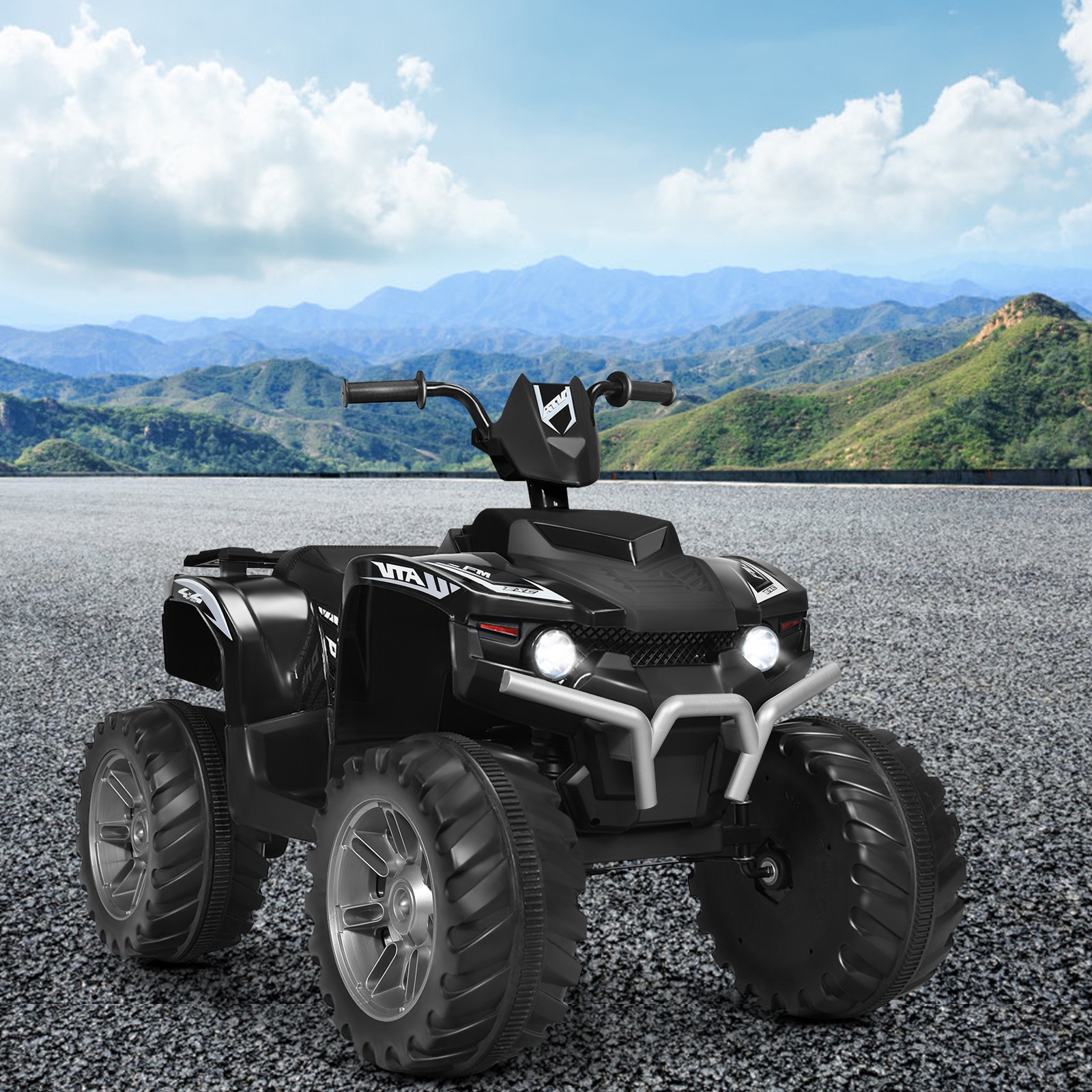 Costway 12V Kids 4-Wheeler ATV Quad Ride On Car w/ LED Light & Music Black