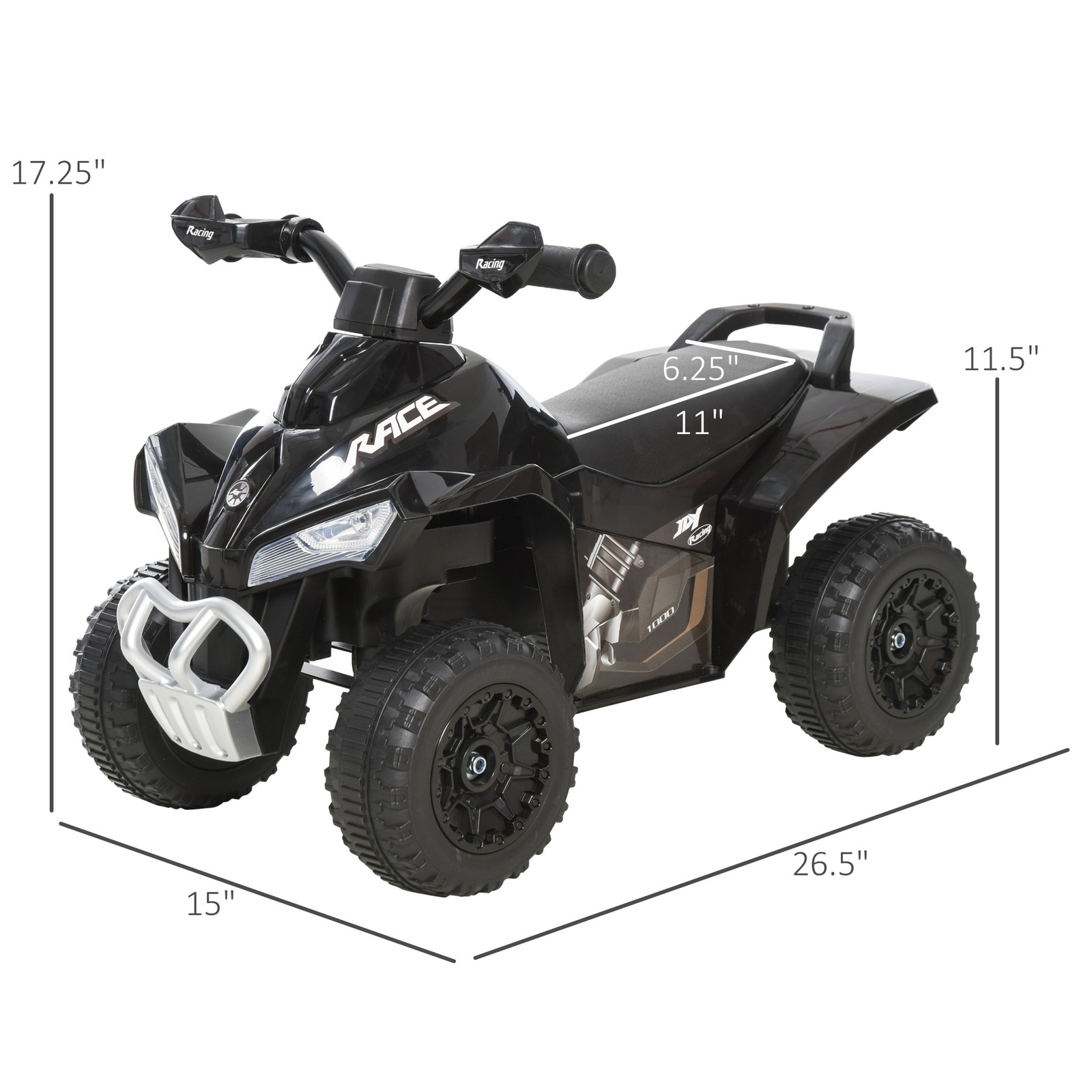 NO Power Kids Ride On Push Car, w/ Music, Lights for 1.5-3, Black