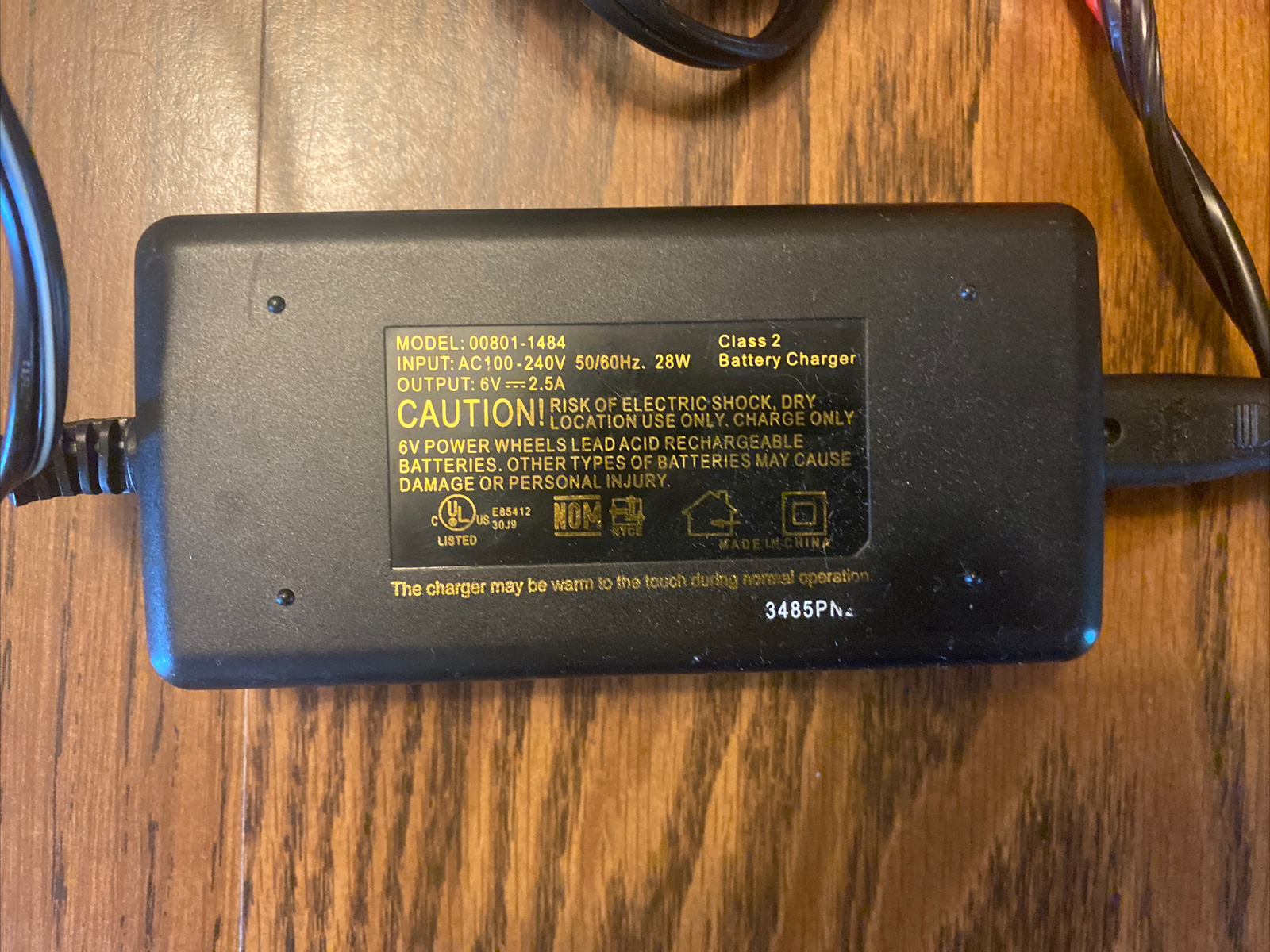 6 Volt Charger for Power Wheels Battery Model # 00801-1484