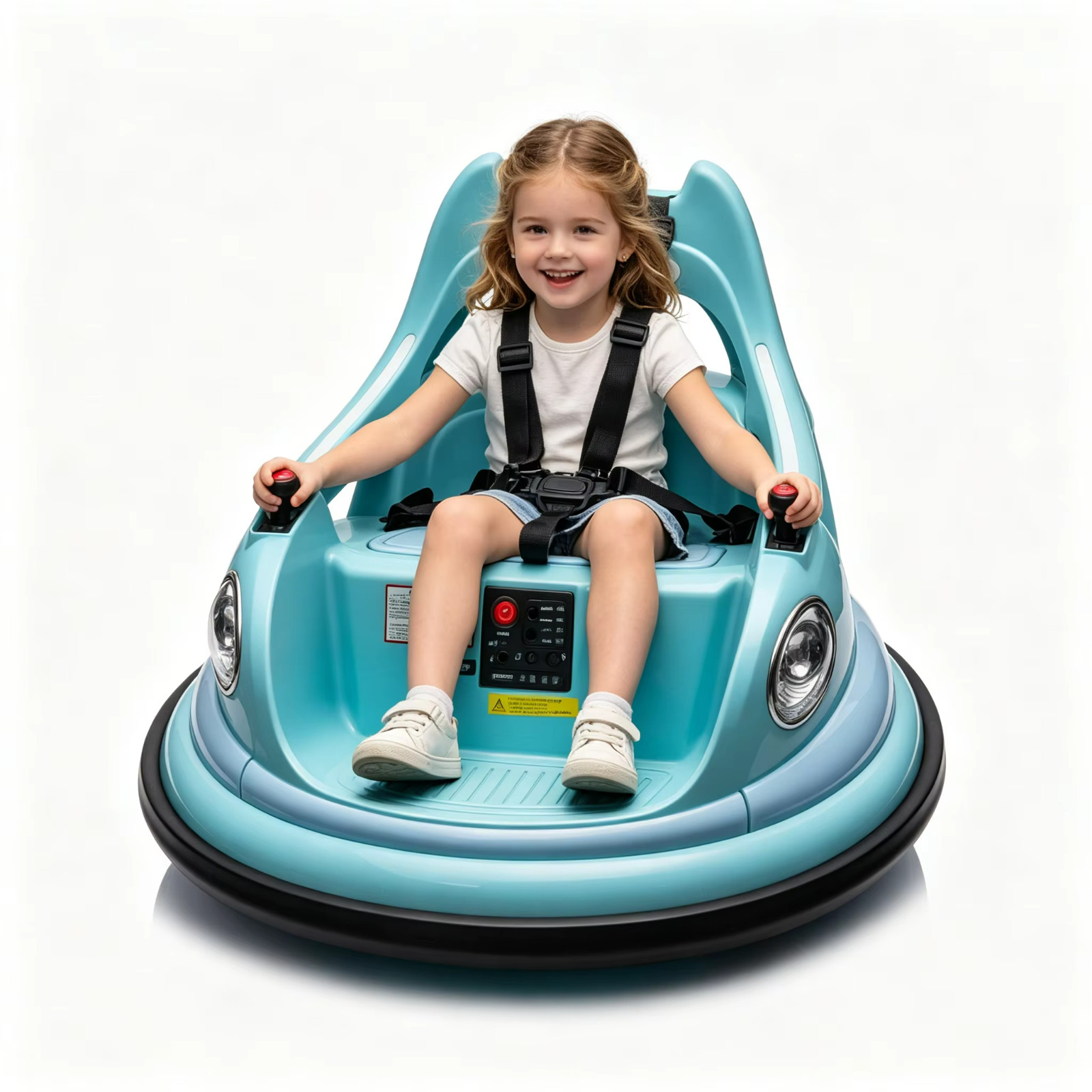 12V Kids Ride On Bumper Car 360° Spin Remote Control LED Bluetooth Safety Belt