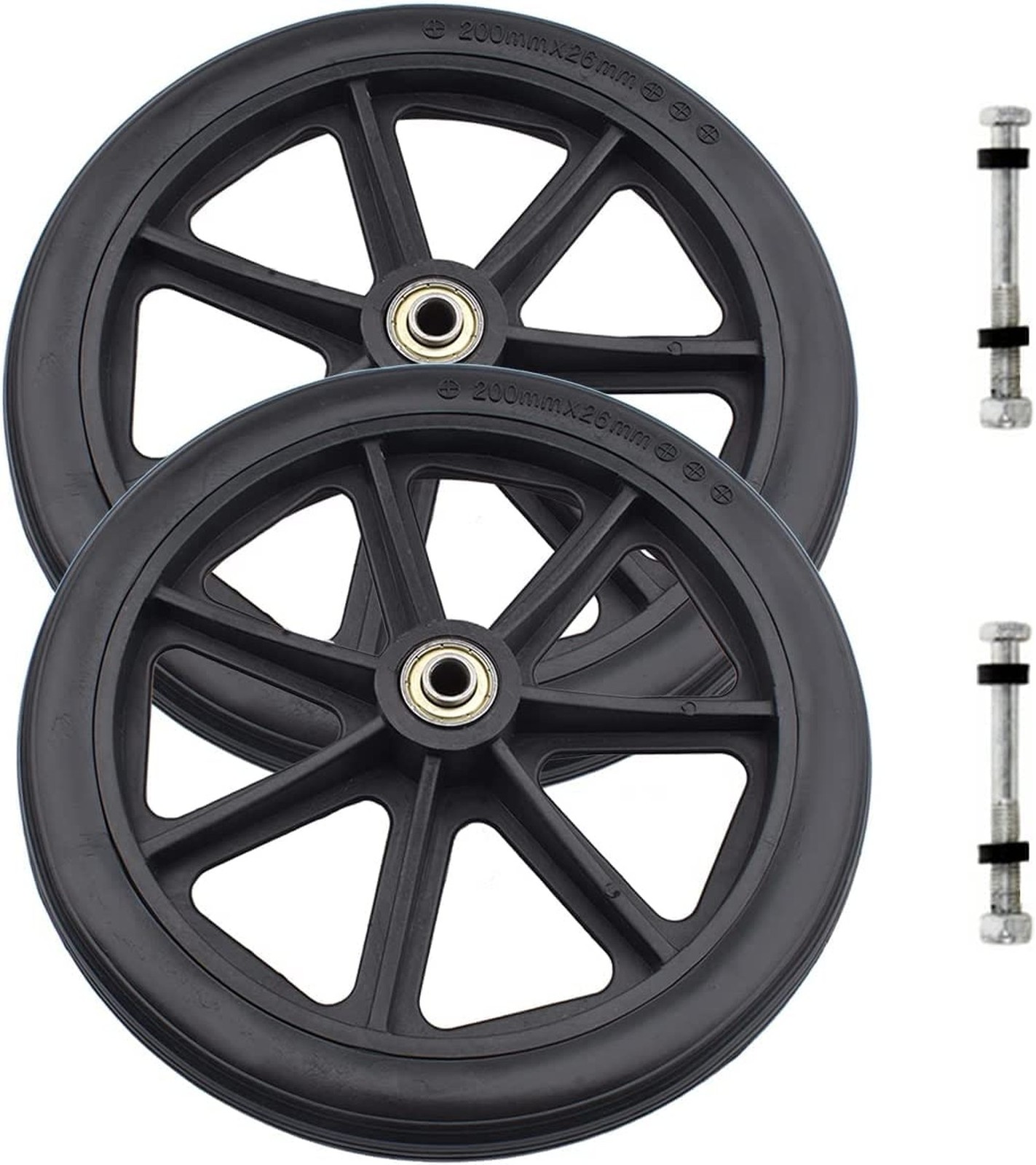 2PCs Wheels Replacement for Wheelchairs, 8″ x 1″ Rollator Wheels, Anti-Slip R…