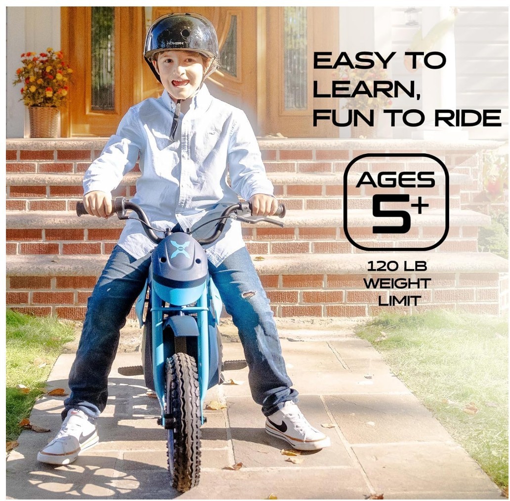 Hover-1 My First Dirt Bike for Kids 300W Motor 9MPH Max Speed, 12″-Blue