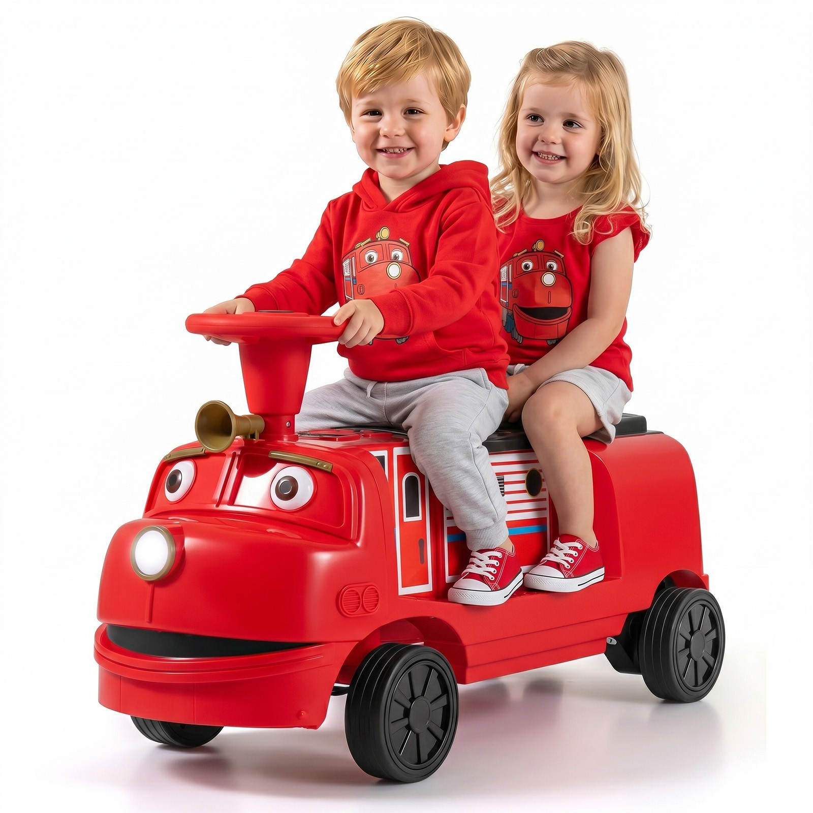 2-Seater Ride on Train,Licensed Chuggington Electric Vehicle w/Adjustable Seat