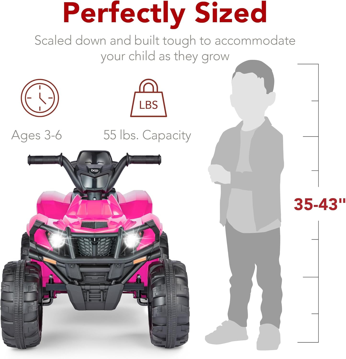 12V Kids Ride-On Electric ATV, 4-Wheeler Quad Car Toy W/Bluetooth Audio, 2.4Mph